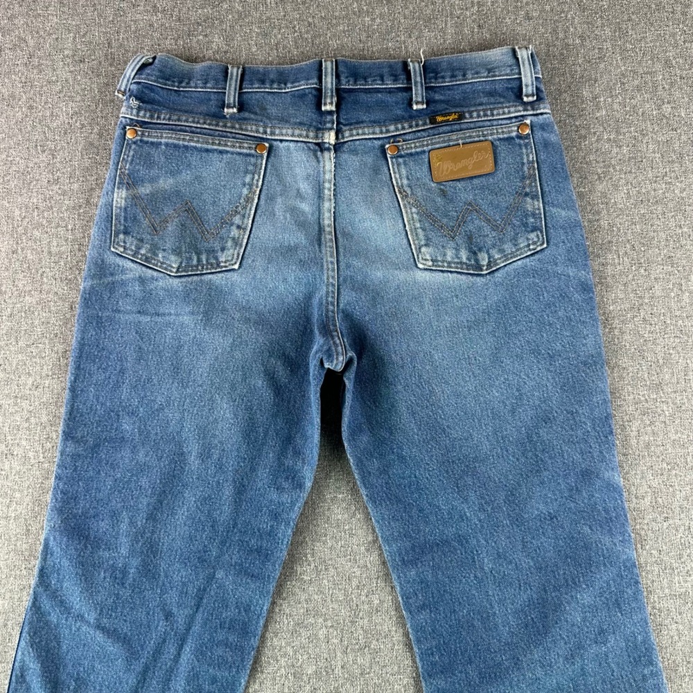 Wrangler Jeans Mens 34x32 936PWD Cowboy Cut Slim Fit Blue Denim Distressed - Picture 5 of 12